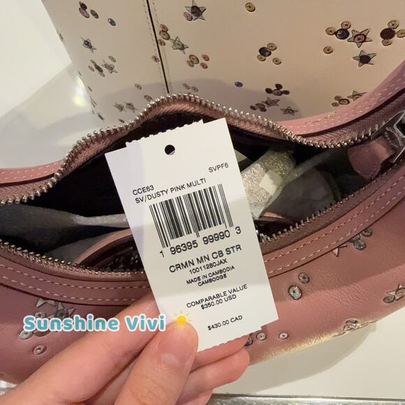 NWT Coach Carmen Mini Crossbody Bag With Star Print CCE63 DUSTY PINK MULTI - Picture 5 of 7